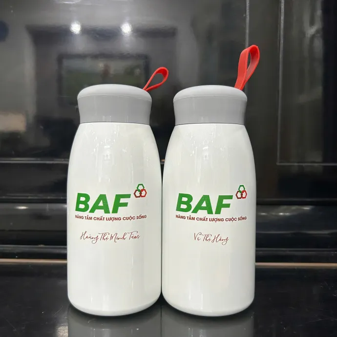 Bình Giữ Nhiệt In Logo Dáng Tròn Nắp Quai – Quà Tặng Doanh Nghiệp