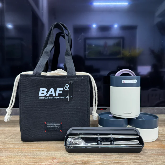 Bộ Hộp Cơm Giữ Nhiệt LocknLock Kèm Túi Vải In Logo Theo Yêu Cầu