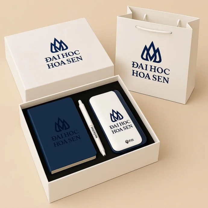Bộ Quà Tặng Doanh Nghiệp In Logo – Sổ Tay, Bút, Sạc Dự Phòng Cao Cấp