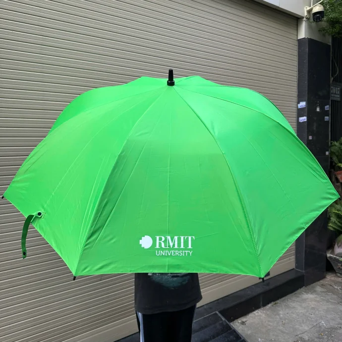 Ô Dù Cầm Tay Màu Xanh Lá – In Slogan Theo Yêu Cầu, Chống Nắng Mưa