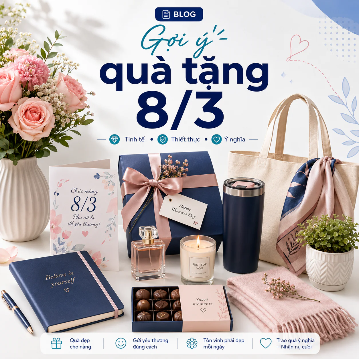 Quà tặng 8/3 cho văn phòng: Gợi ý quà tinh tế, thiết thực và dễ ứng dụng