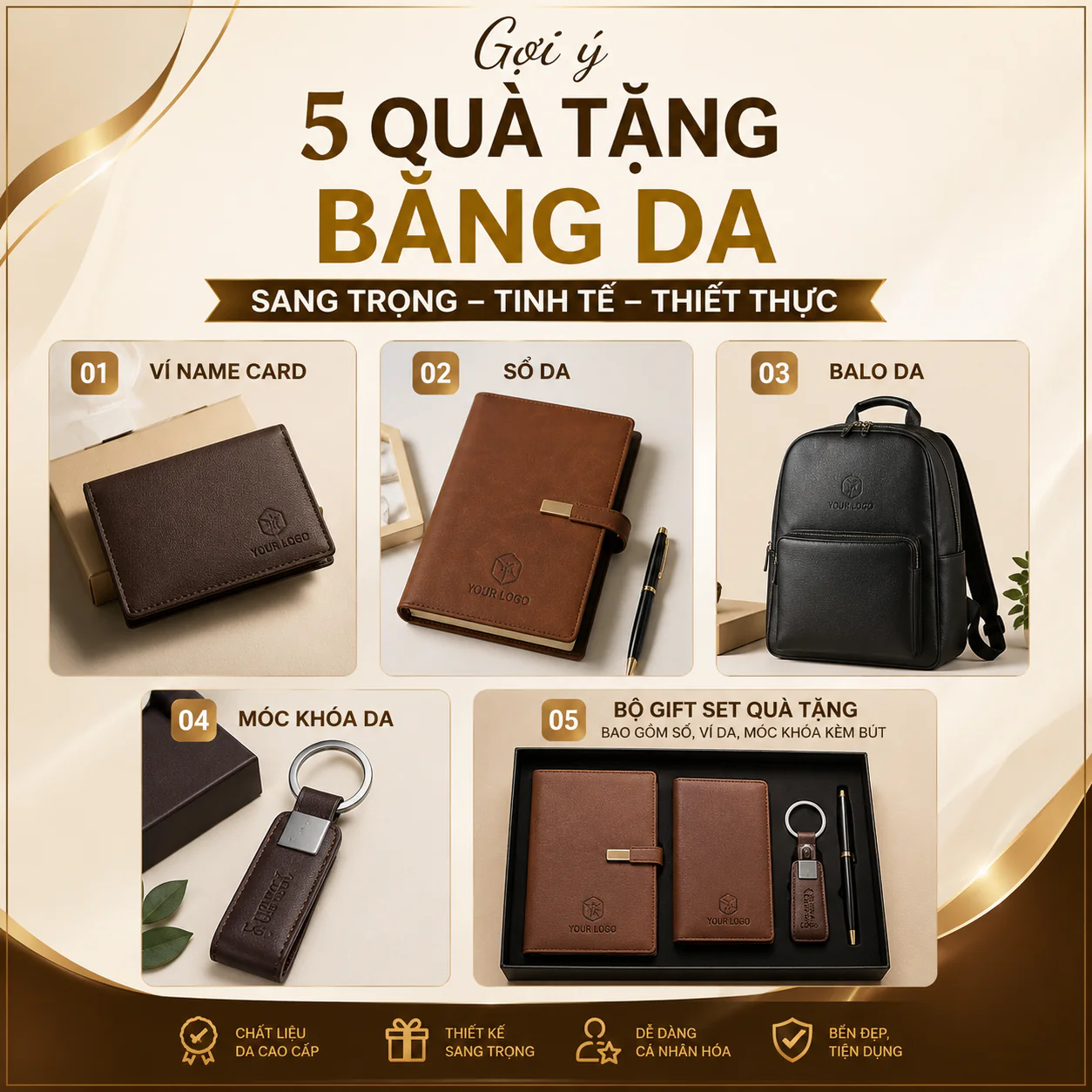 Gợi ý 5 quà tặng bằng da sang trọng, thiết thực cho doanh nghiệp