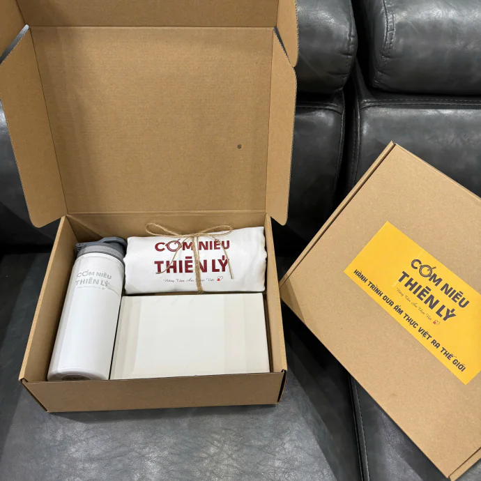 Combo Quà Tặng Khách Hàng Bình Nước Túi Vải – Bộ Giftset In Logo Theo Yêu Cầu